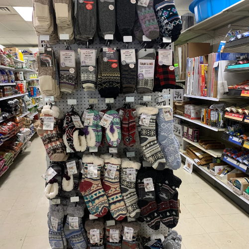 Footwear and supplies on display inside o B'Ville Supply.