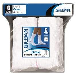 Men's Crew Socks, White, 6-Pk.