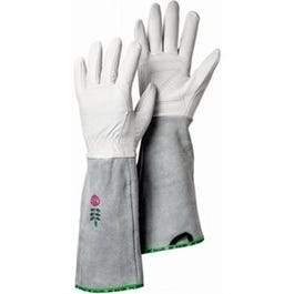 Garden Rose Work Gloves, Off White Goatskin, Ladies' S