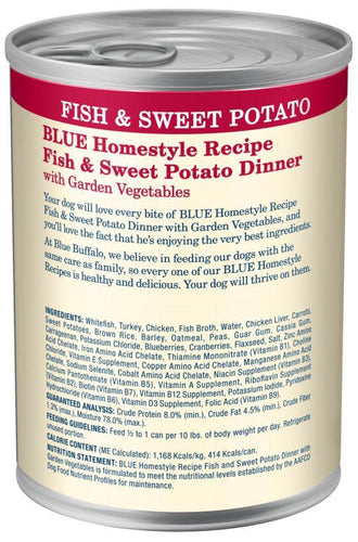 Blue Buffalo Homestyle Recipe Fish & Sweet Potato Dinner with Garden Vegetables Canned Dog Food