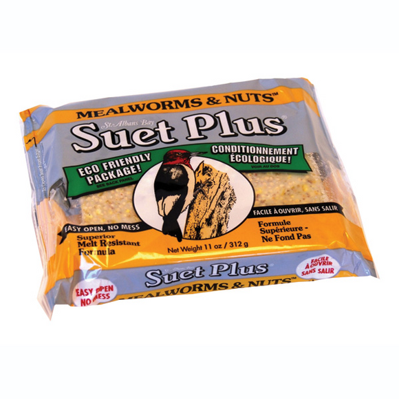 SUET PLUS MEALWORMS & NUTS SUET CAKE (11 oz)